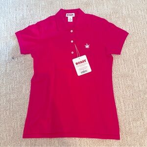 Boast NWT deep raspberry Pink Polo Shirt with Leaf Logo size Medium